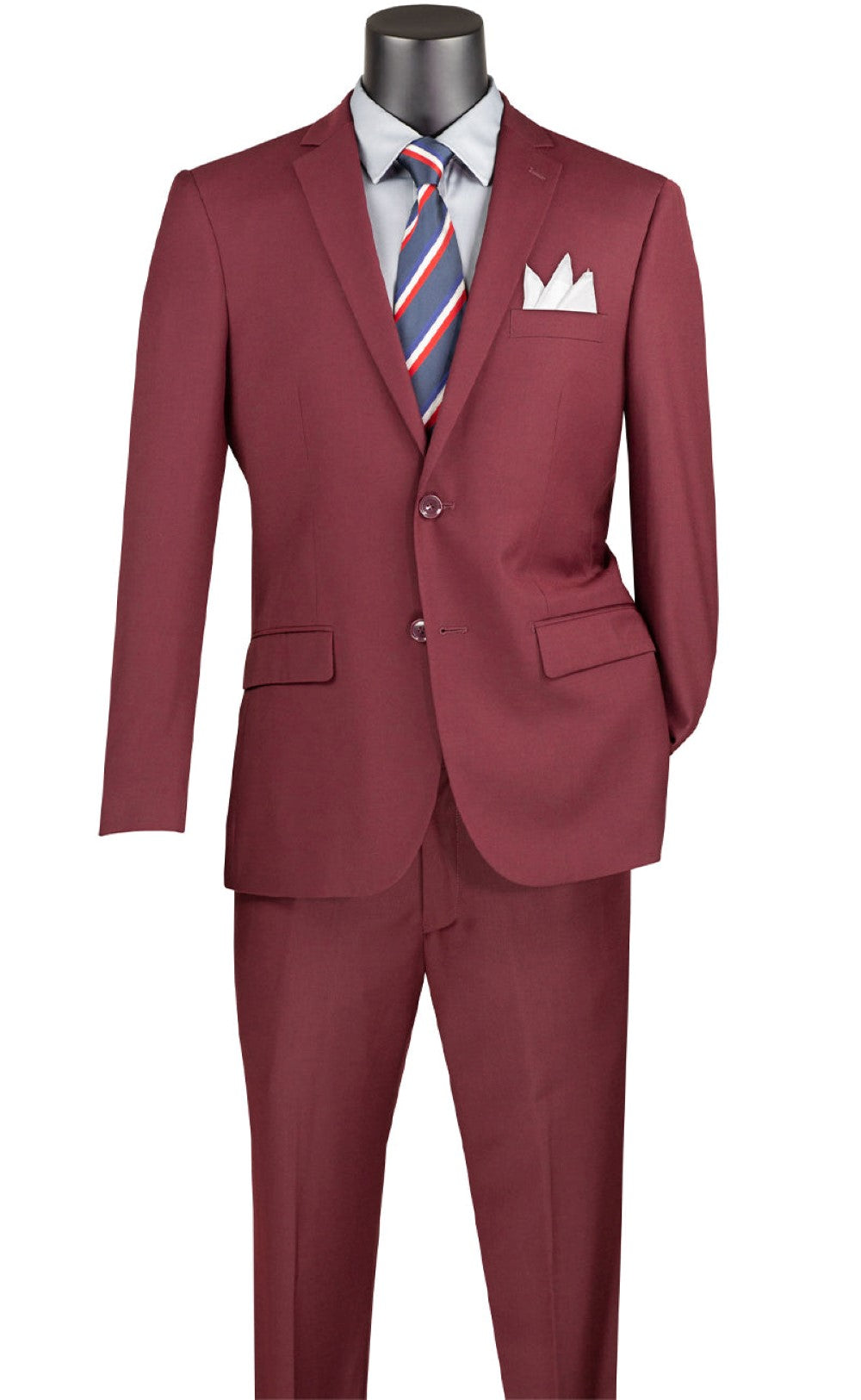 Slim Fit Men's Suit 2 Piece 2 Button in Burgundy
