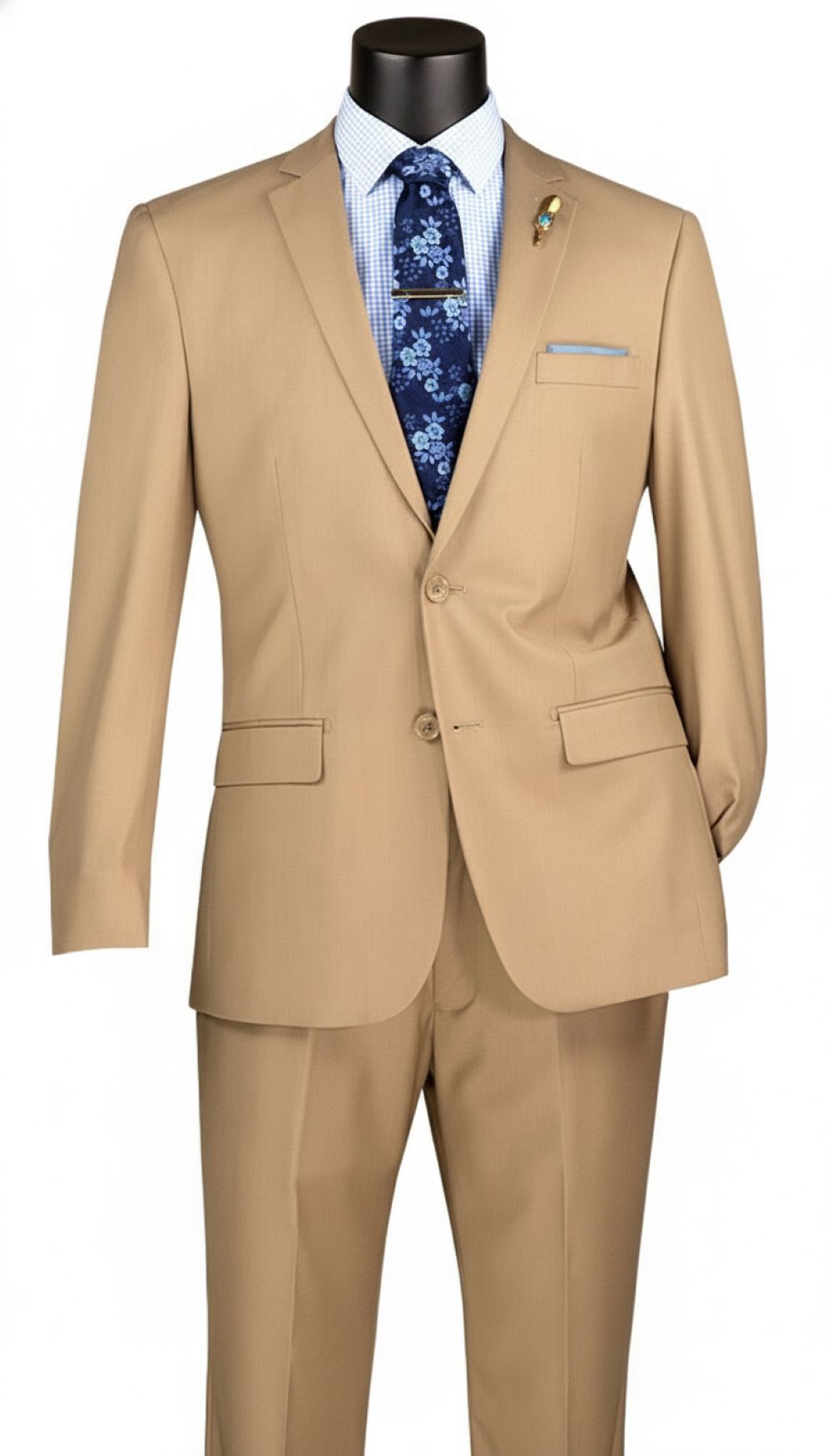 Slim Fit Men's Suit 2 Piece 2 Button in Light Beige