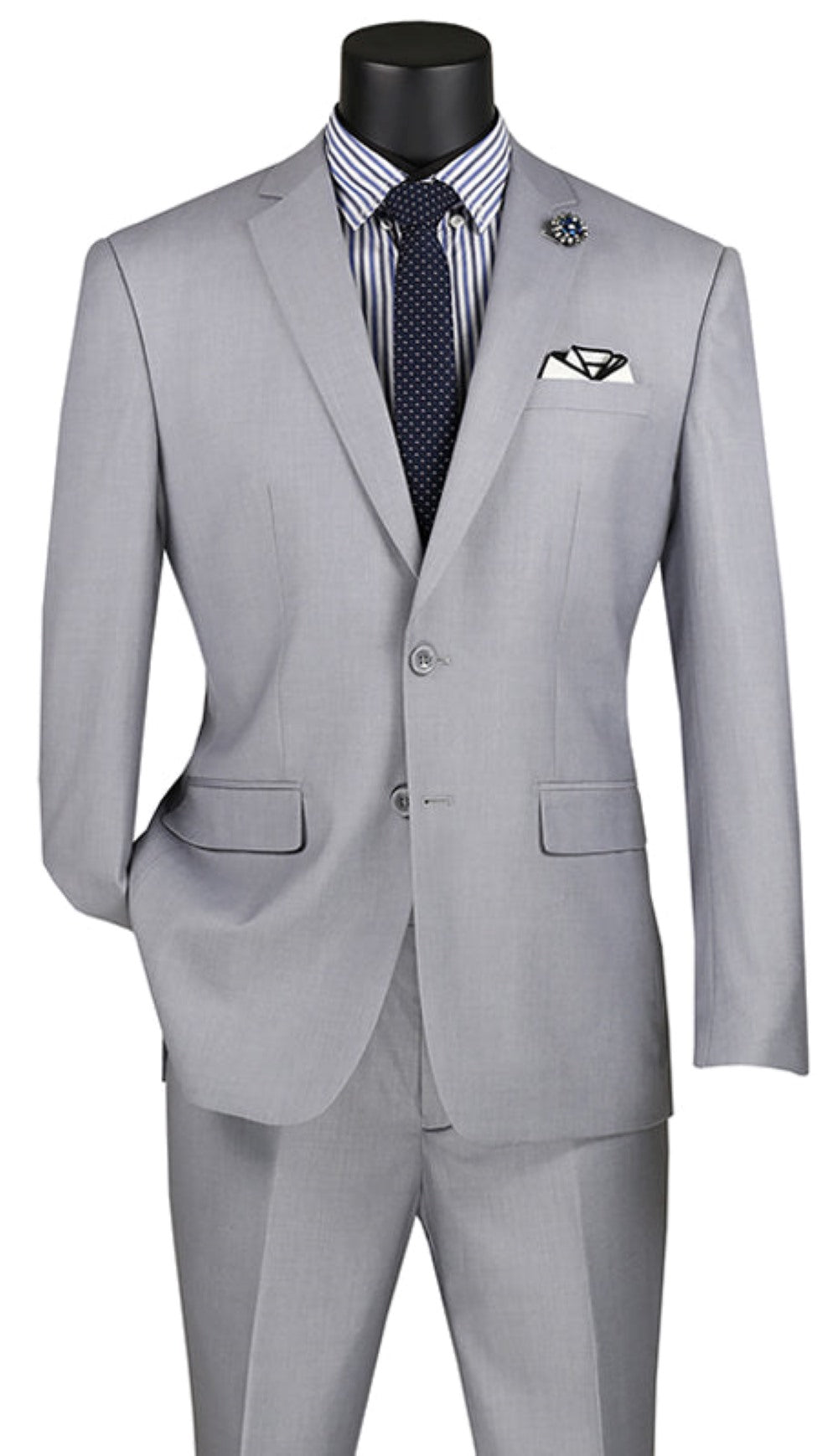 Slim Fit Men's Suit 2 Piece 2 Button in Light Gray
