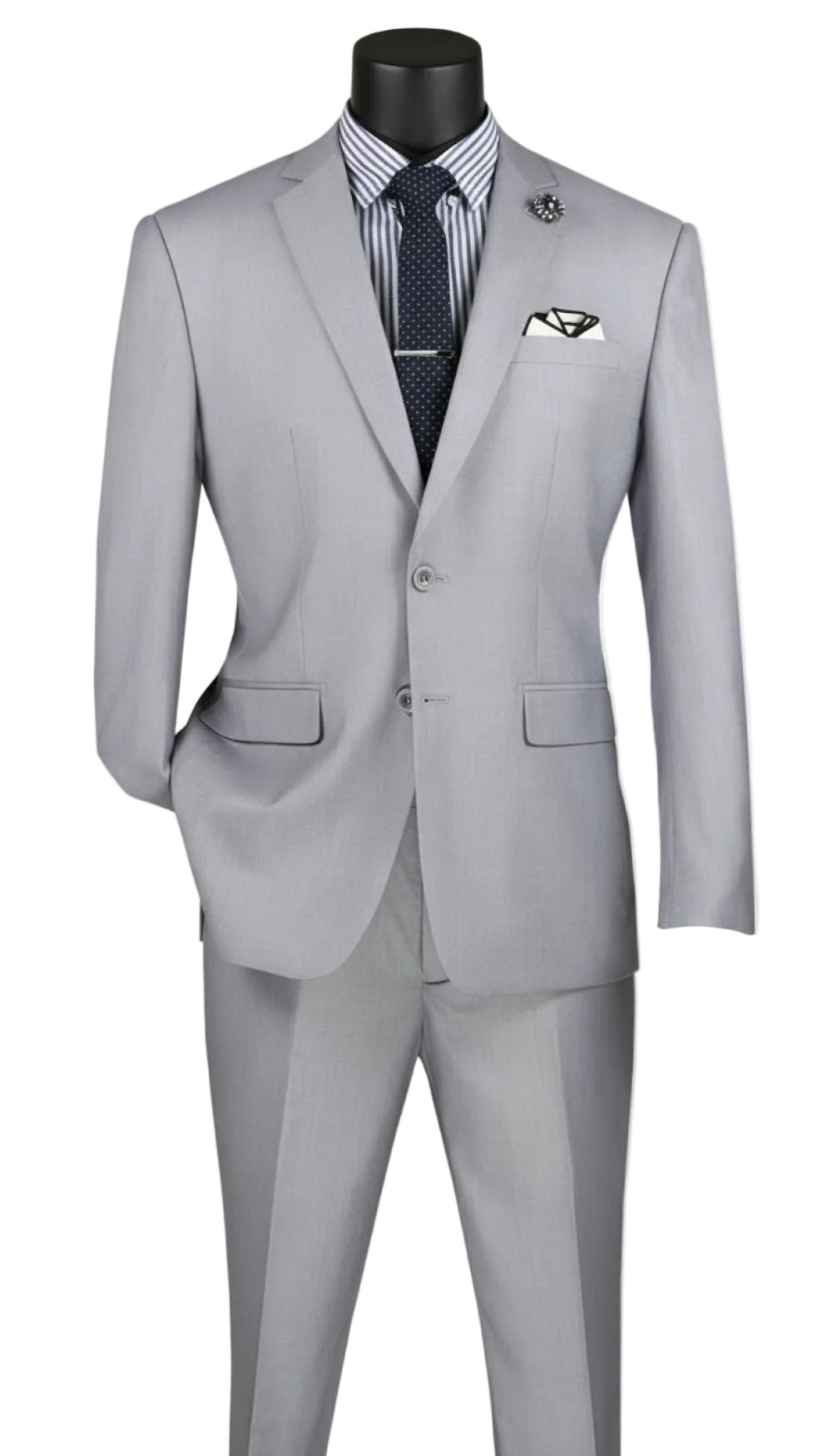 Slim Fit Men's Suit 2 Piece 2 Button in Light Gray | Suits Outlets Men ...