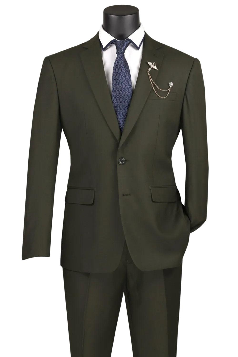 Slim Fit Men's Suit 2 Piece 2 Button in Olive