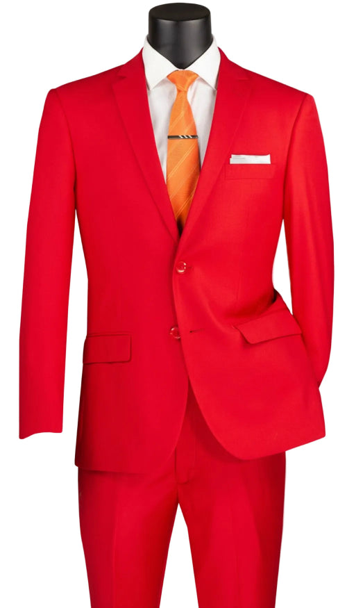 Red slim fit 2 piece men's suit