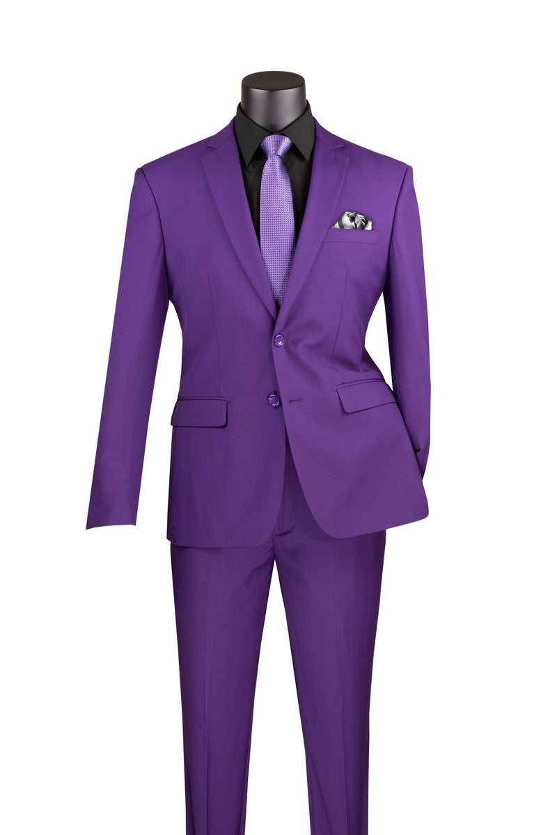 Slim Fit Men's Suit 2 Piece 2 Button in Purple