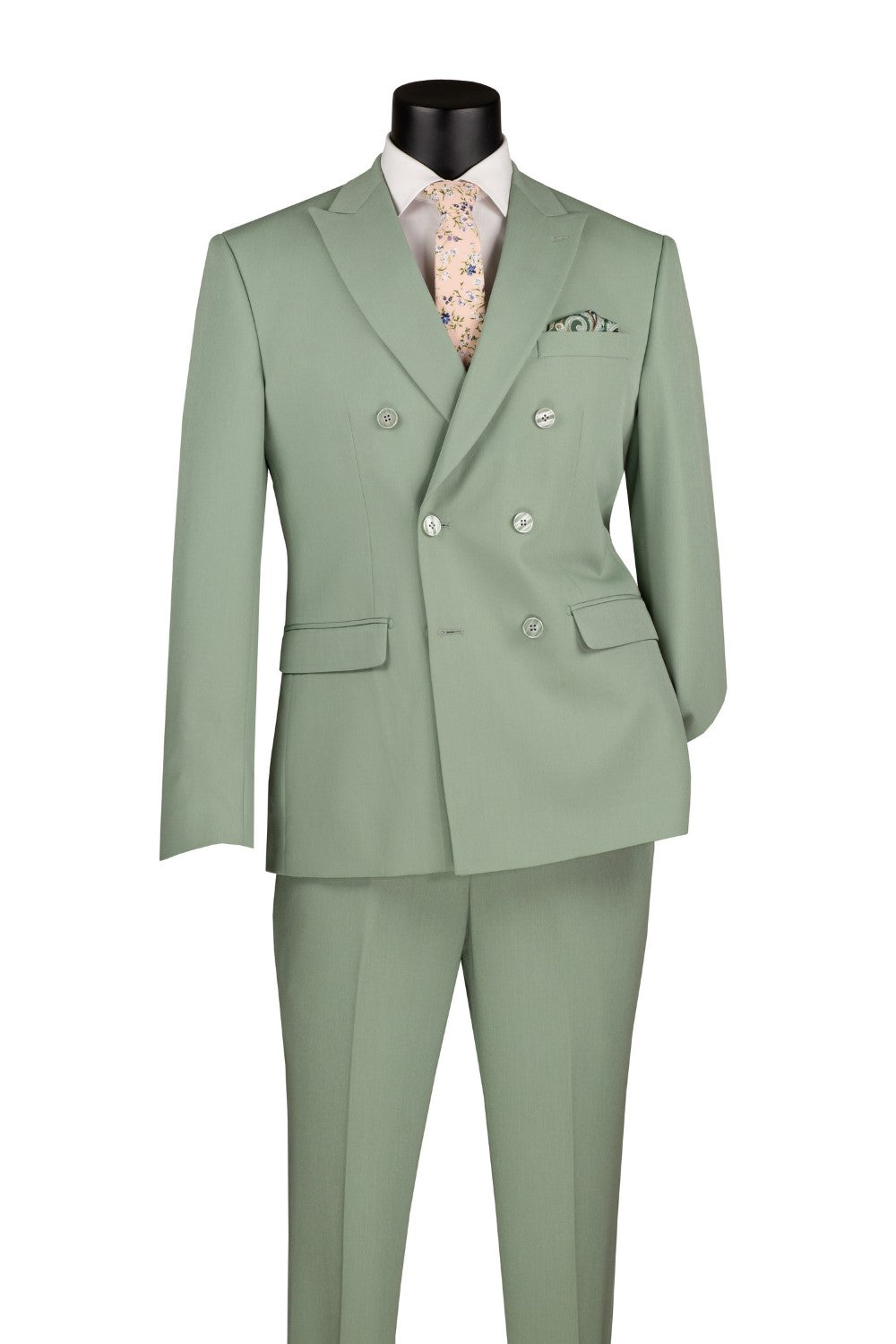 Sage Slim Fit Double Breasted 2 Piece Suit with Flexible Elastic Waist ...