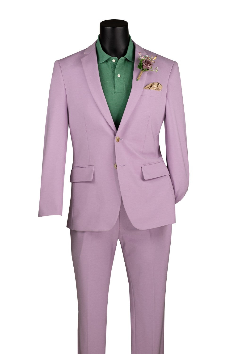 Slim Fit 2 Piece Suit Stretch Fabric Suit with Adjustable Waistband in Lavender
