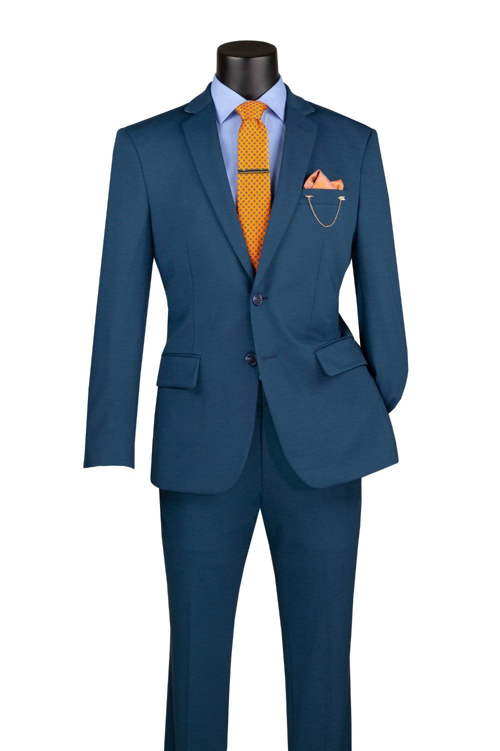 Slim Fit 2 Piece Suit Stretch Fabric Suit with Adjustable Waistband in Teal
