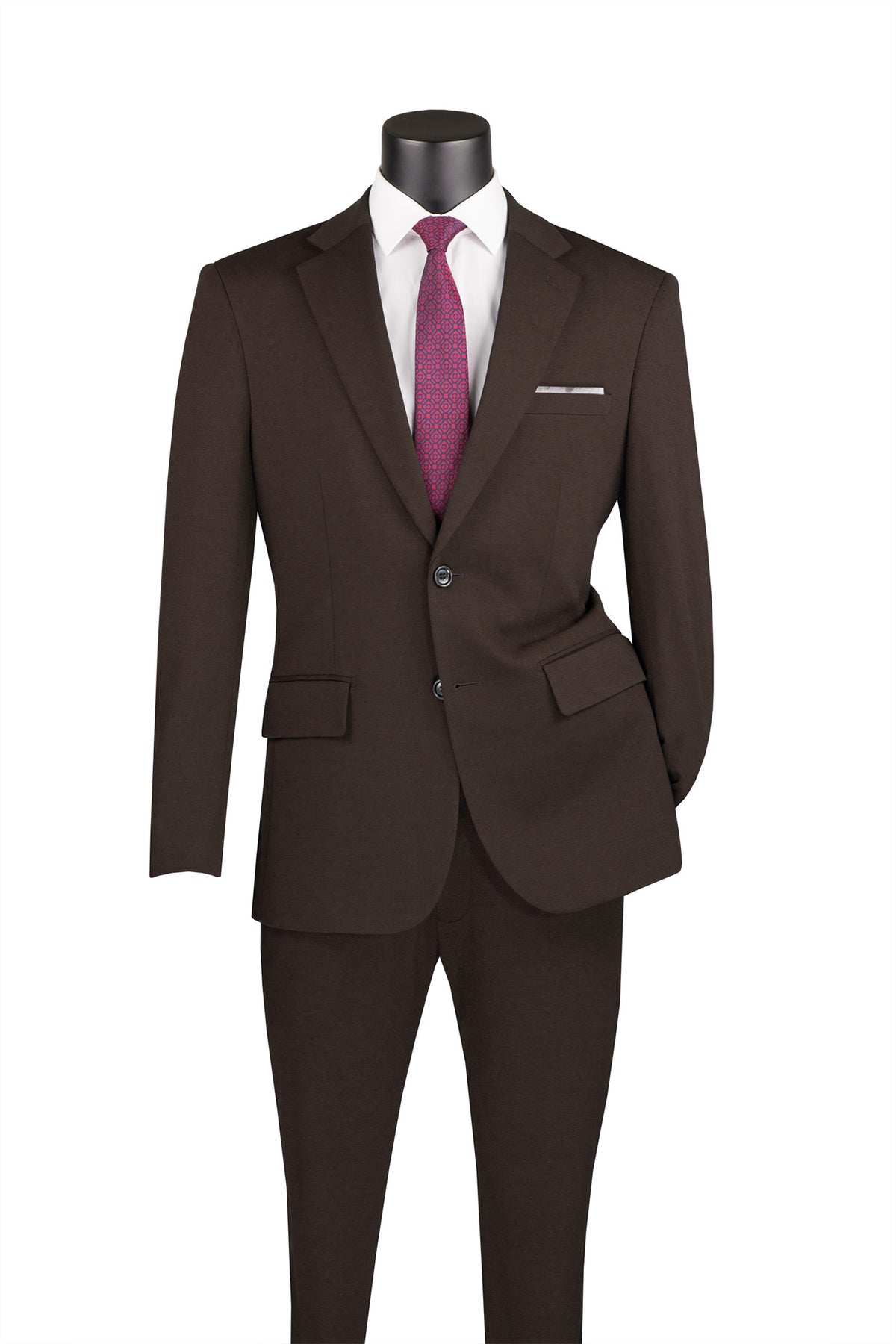 Slim Fit 2 Piece Suit Stretch Fabric Suit With Adjustable Waistband In 