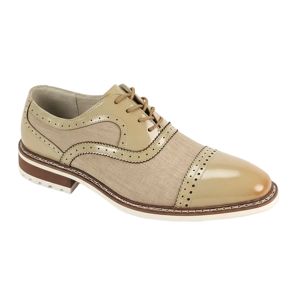 Sinclair Collection - Oyster Plaid Leather Cap-Toe Dress Shoes