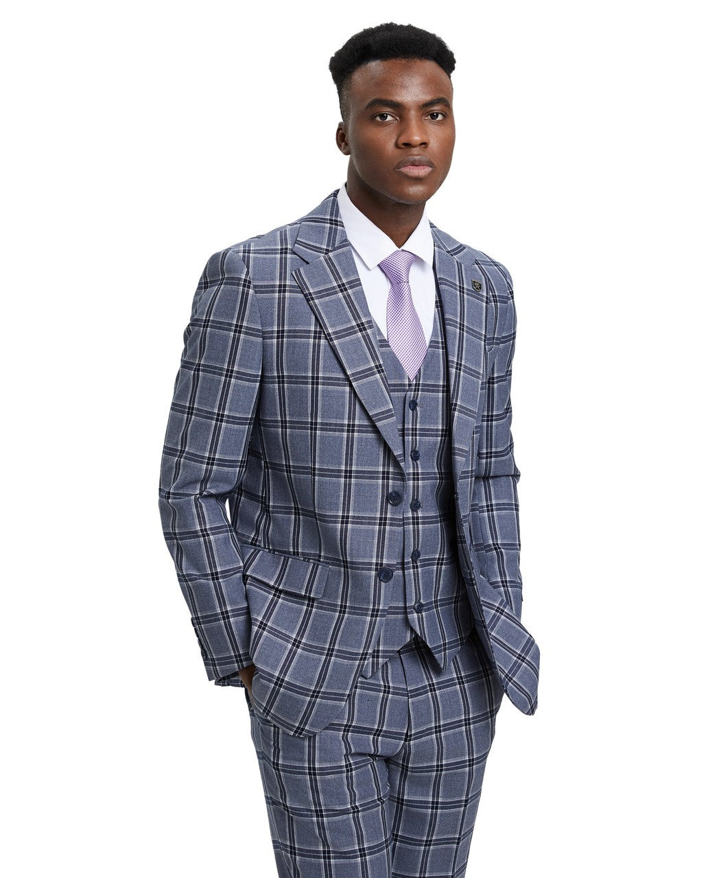  3 Piece Suit 2 Buttons Plaid