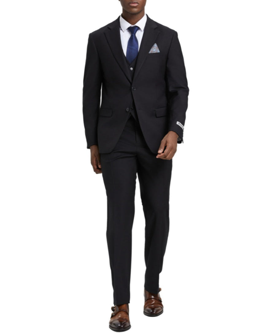 Stacy Adams - 3 Piece Hybrid Fit Suit in Black
