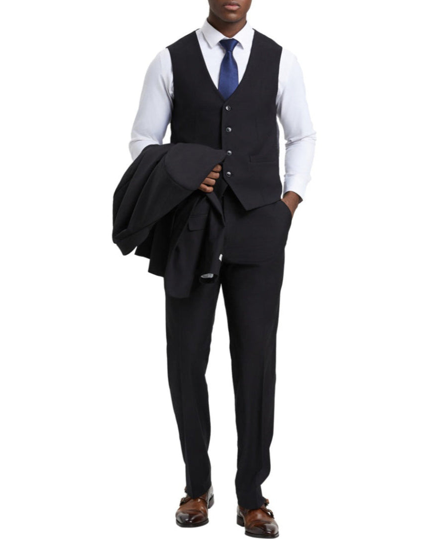 Stacy Adams - 3 Piece Hybrid Fit Suit in Black