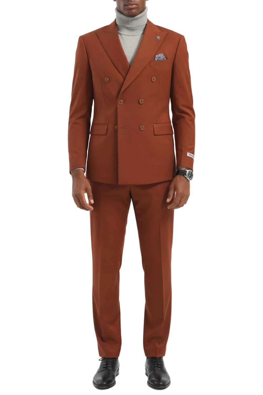 Stacy Adams - Light Brown Double Breasted 2 Piece Hybrid Fit Suit With Expandable Waist Band