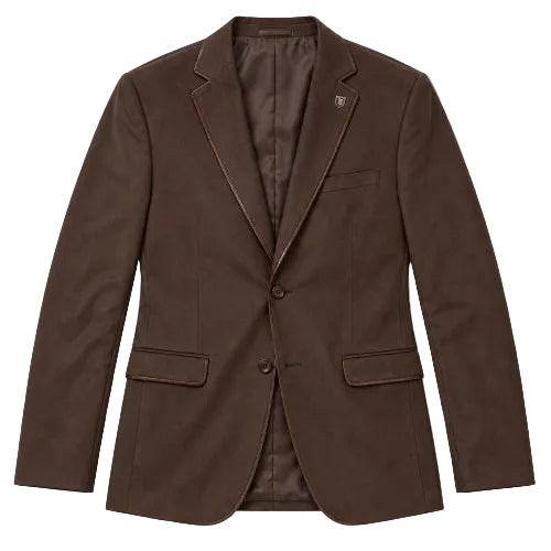 Stacy Adams - Brown Hybrid Fit Blazer with Crocodile-Textured Elbow Patches
