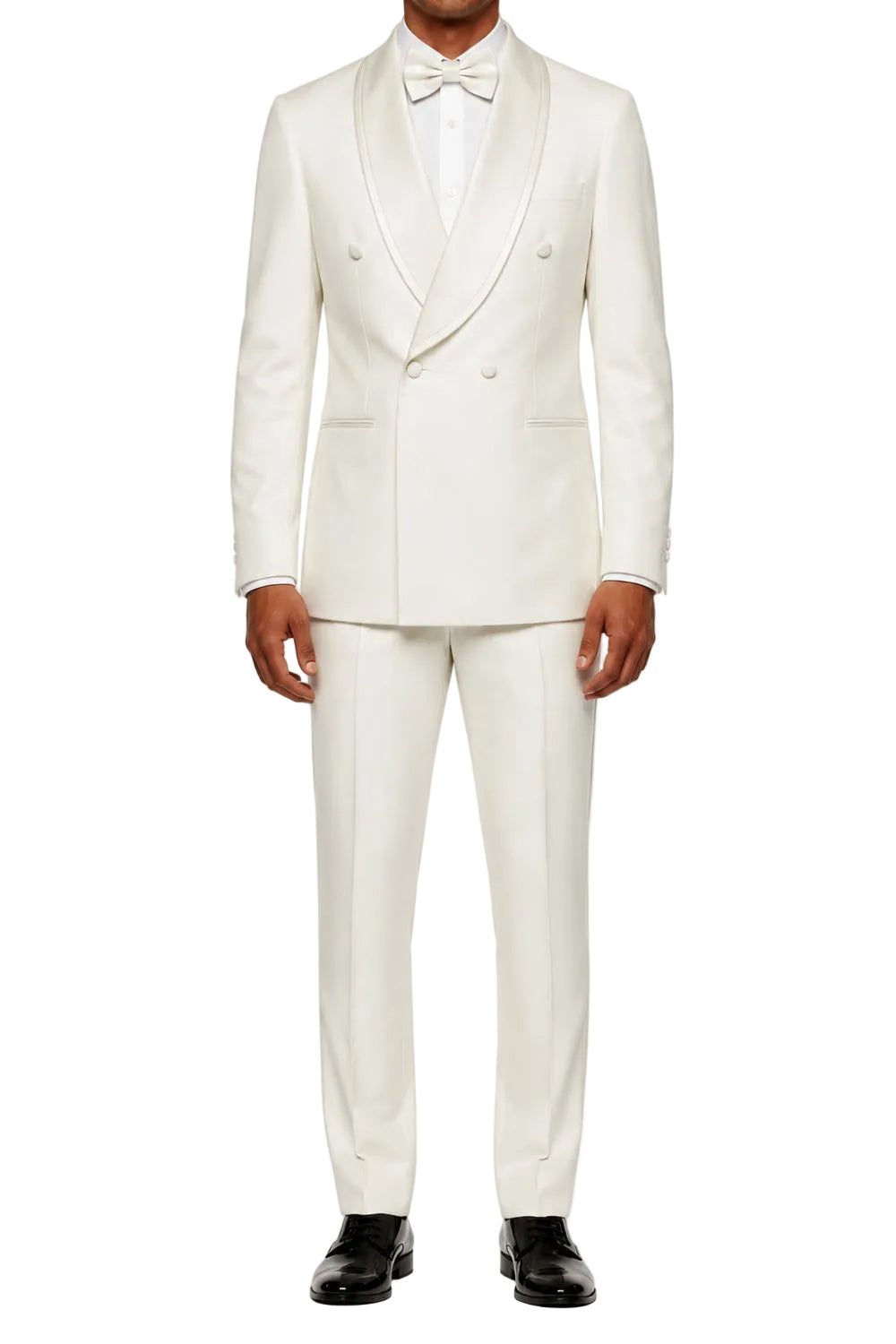 Stacy Adams - Ivory Hybrid Fit 2-Piece Double Breasted Shawl Lapel Velvet Trim Tuxedo