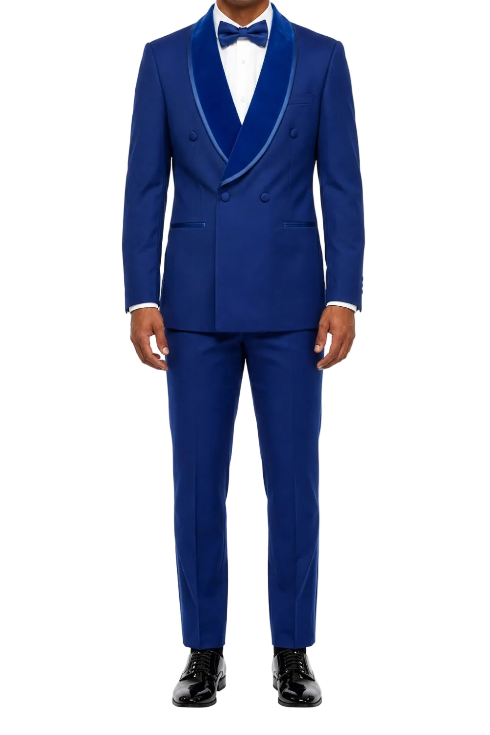Stacy Adams - Royal Blue 2-Piece Hybrid Fit Double Breasted Shawl Velvet Lapel Tuxedo