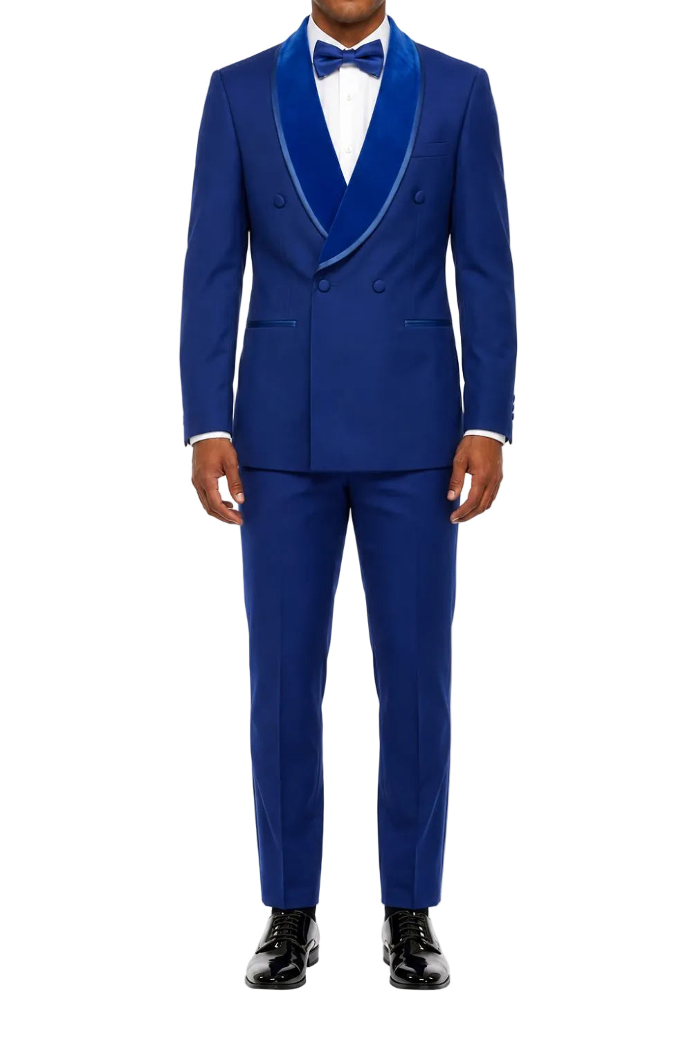 Stacy Adams - Royal Blue Hybrid Fit 2-Piece Double Breasted Shawl Lapel Velvet Trim Tuxedo