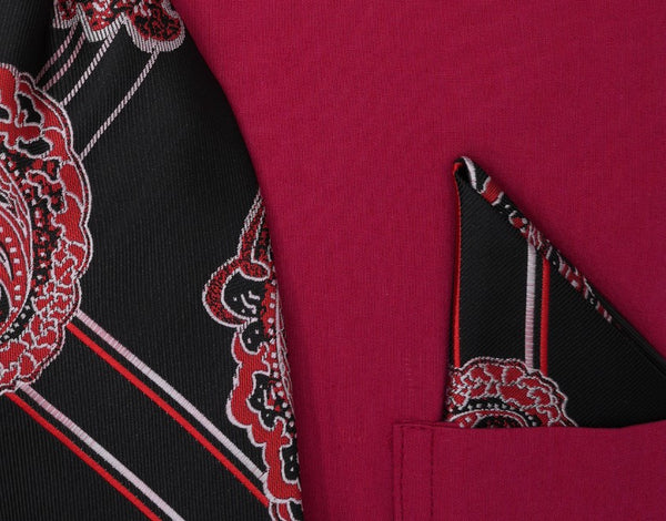 swatch Magenta Dress Shirt Set with Tie and Handkerchief