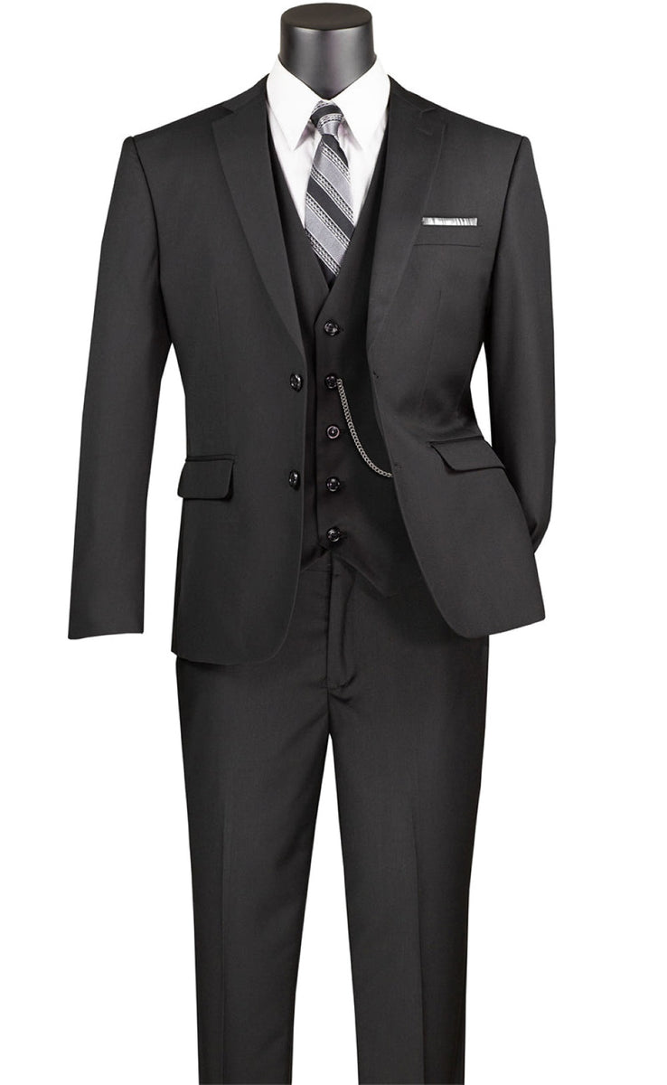 slim fit dress suits Slim Fit Men's Suit 3 Piece 2 Button in Black