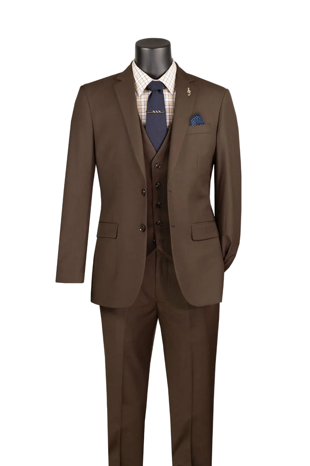 Slim Fit Suit 3 Piece 2 Button in Brown