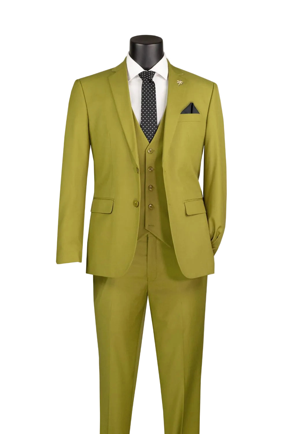 Slim Fit Suit 3 Piece 2 Button in Moss