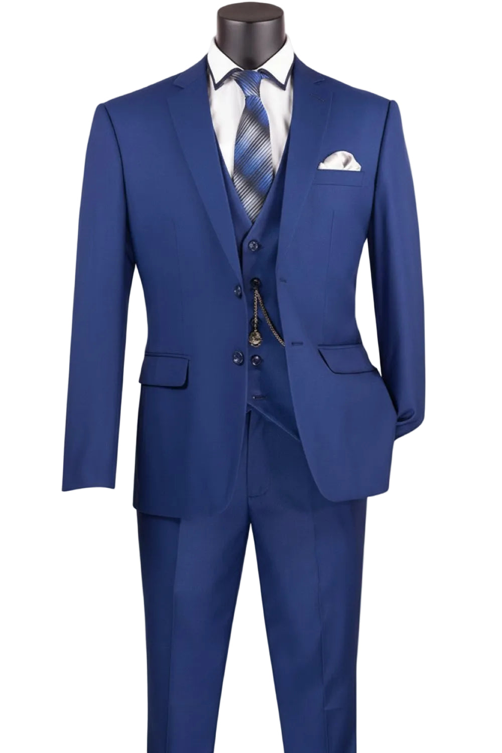 Slim Fit Business Men's Suit 3 Piece 2 Button in Twilight Blue