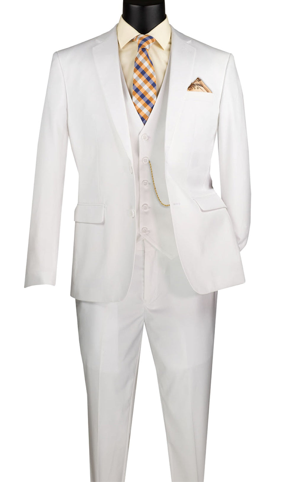 Slim Fit Men's Suit 3 Piece 2 Button in White
