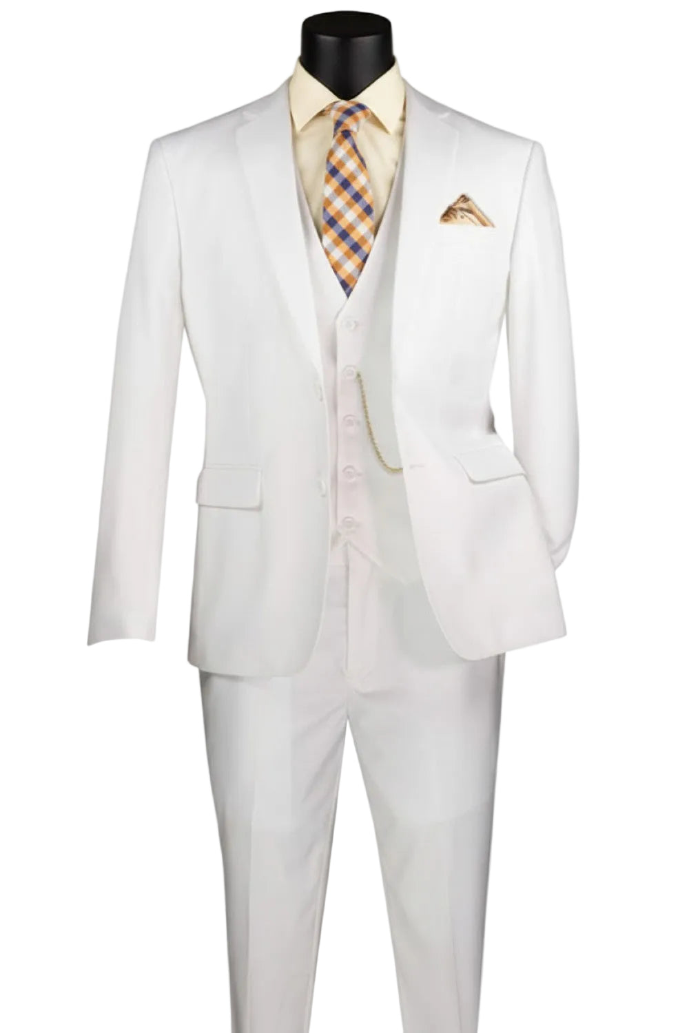 Slim Fit Men's Suit 3 Piece 2 Button in White
