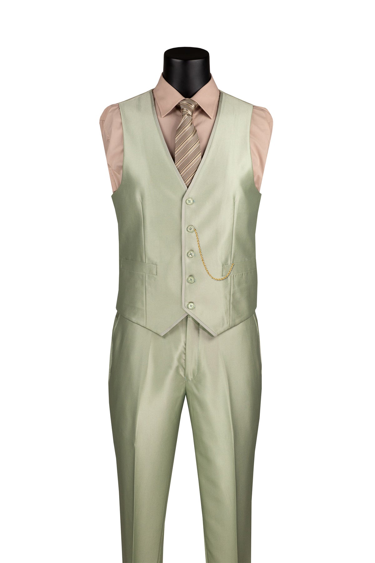 Slim Fit 3 Piece Satin Suit In Silver