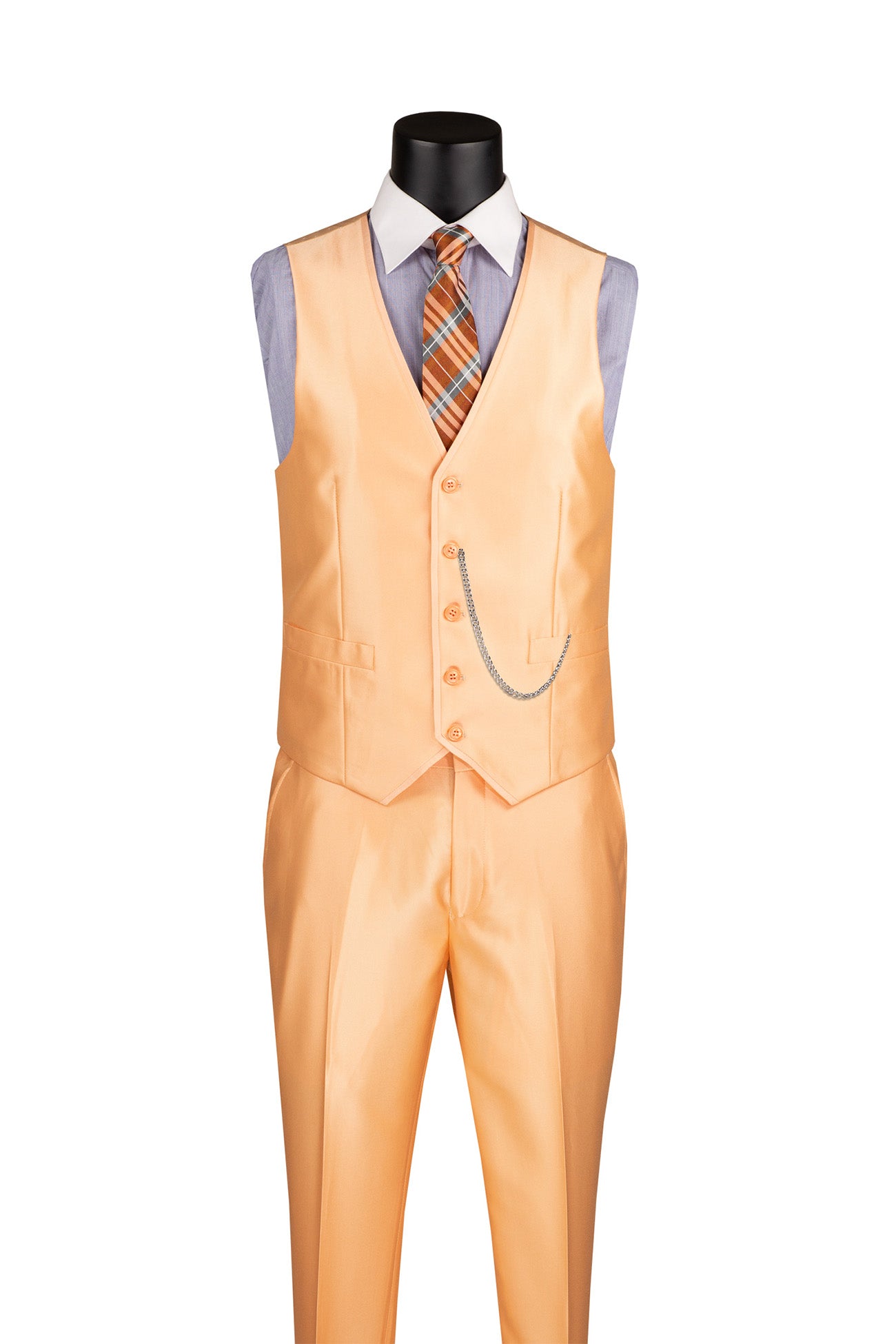 Slim Fit 3 Piece Satin Suit in Melon