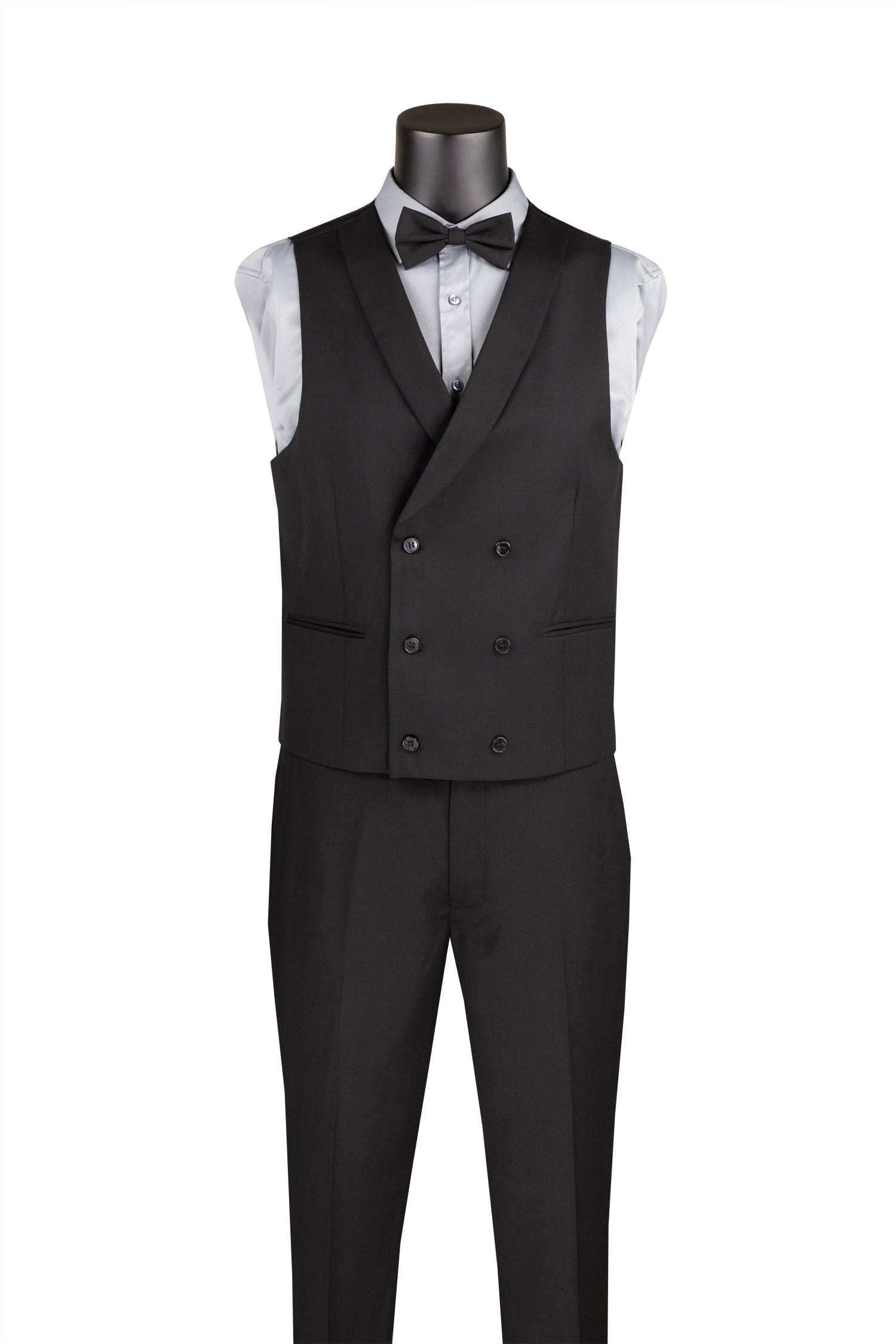 Slim Fit Tuxedo 3 Piece with Matching Bow Tie in Black