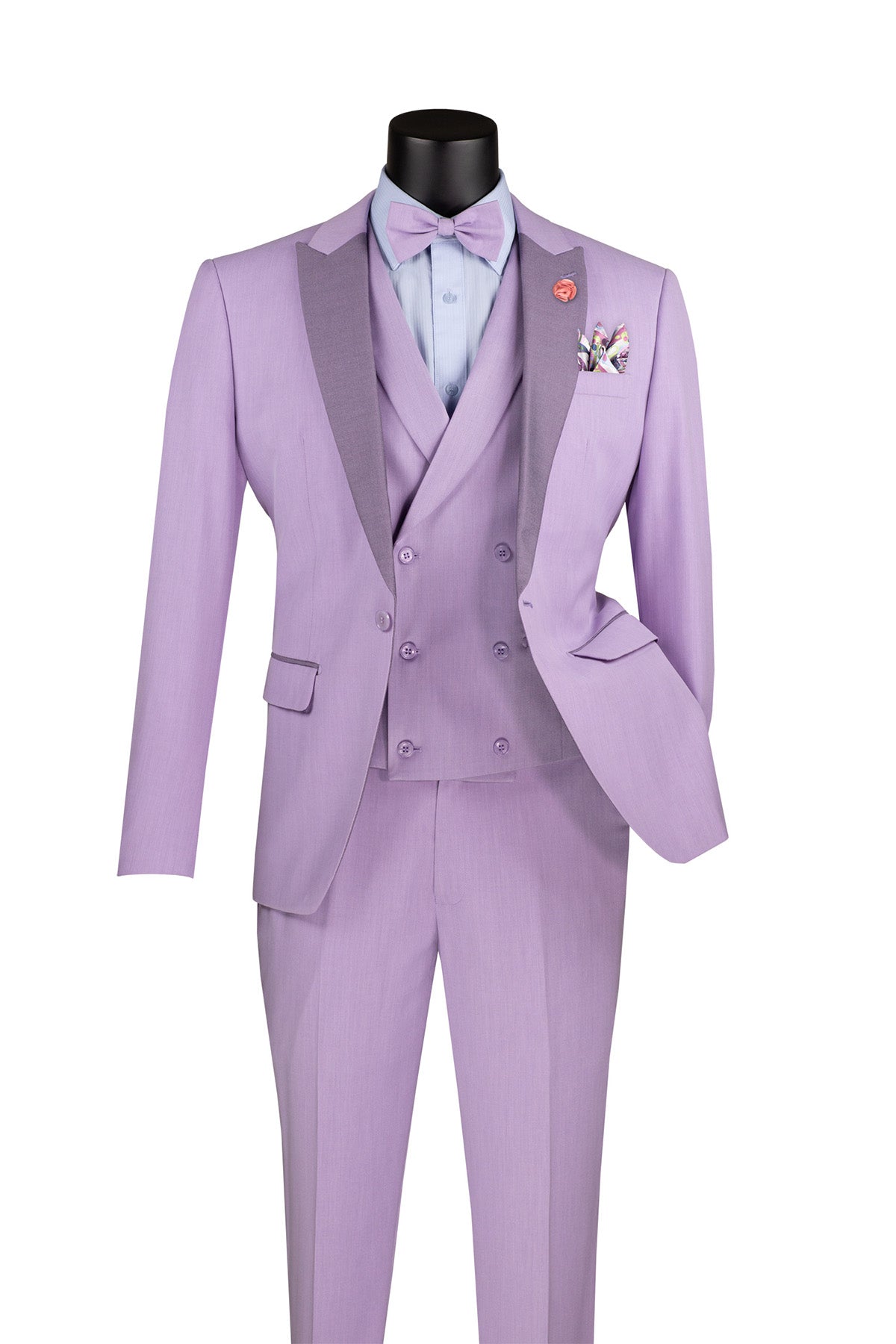 Slim Fit Tuxedo 3 Piece with Matching Bow Tie in Lavender