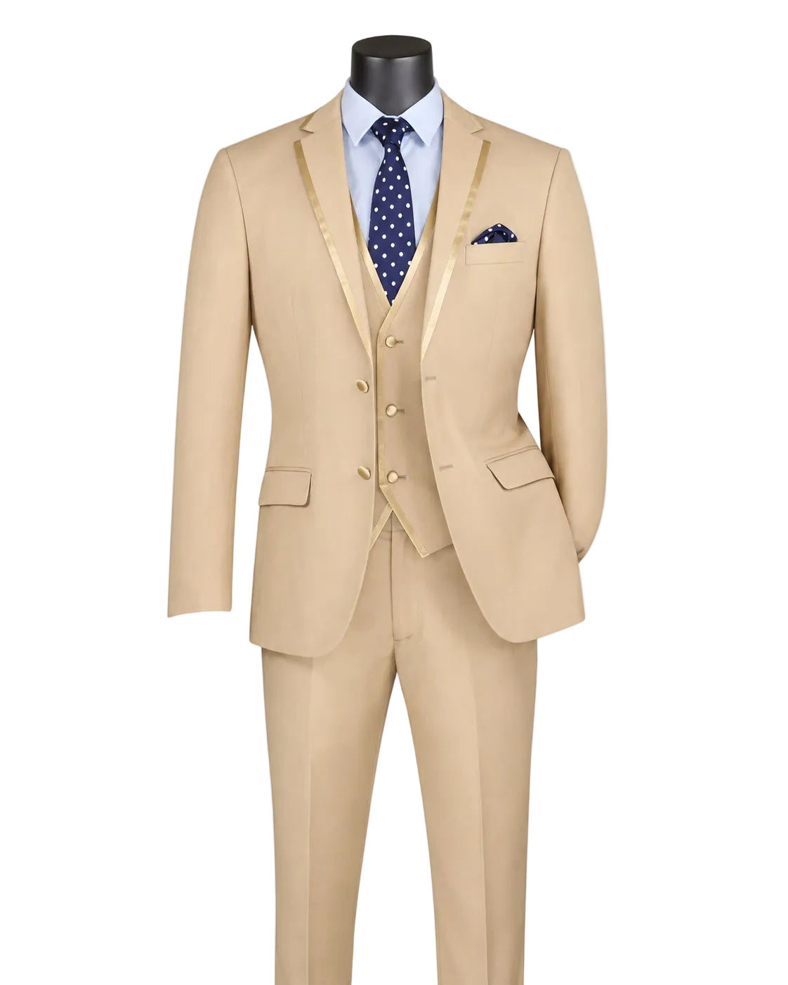 Leonardo Collection - Slim Fit Tuxedo 2 Buttons 3 Piece Beige Suit
