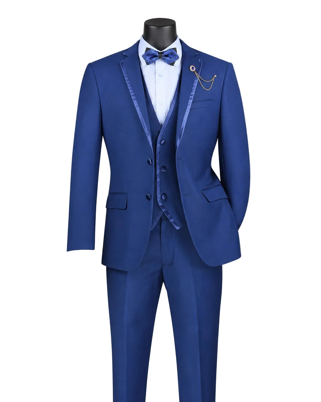 Leonardo Collection - Slim Fit Tuxedo 2 Buttons 3 Piece Suit Blue