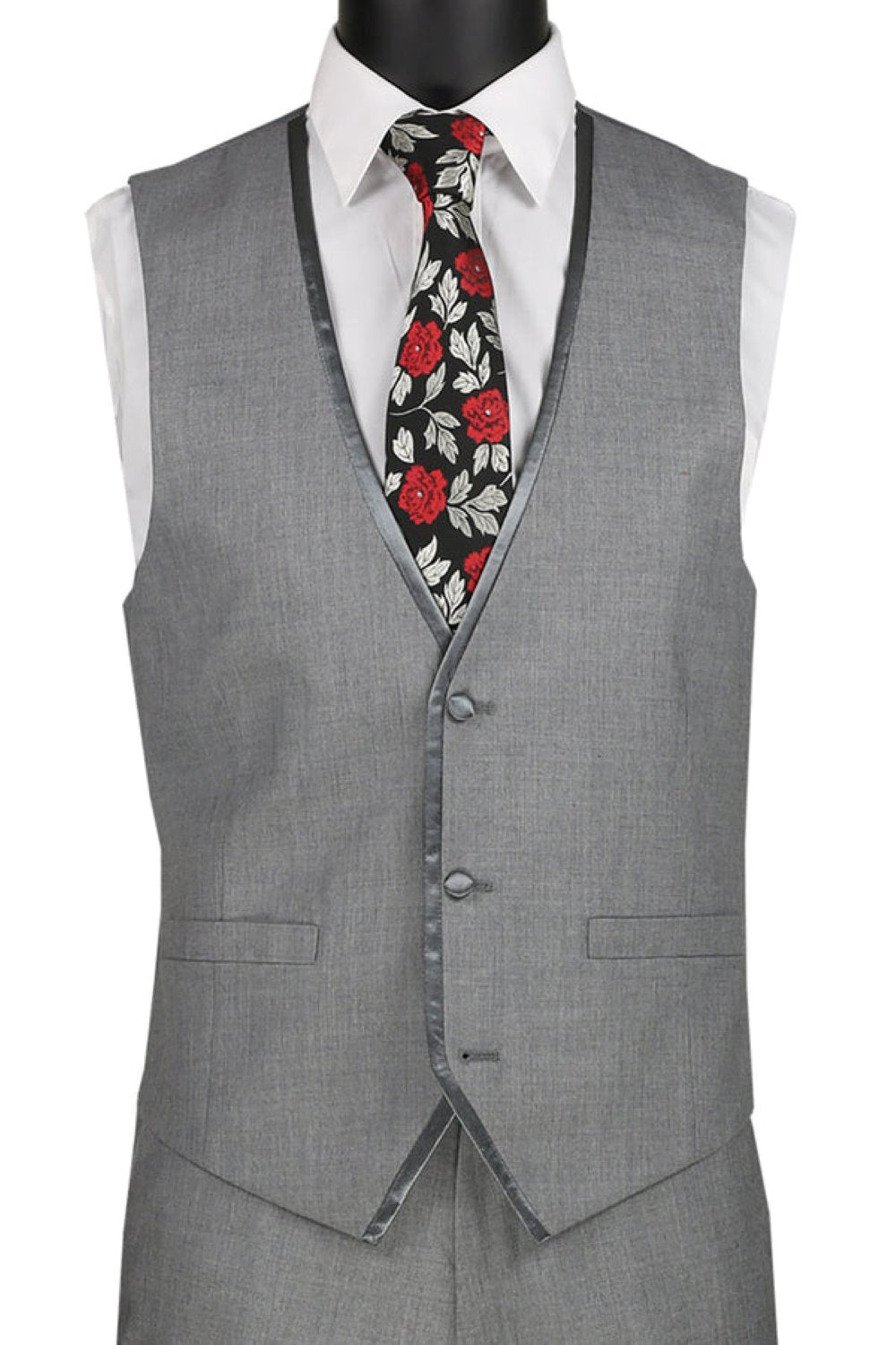 Leonardo Collection - Slim Fit Tuxedo 2 Button 3 Piece Suit Light Gray