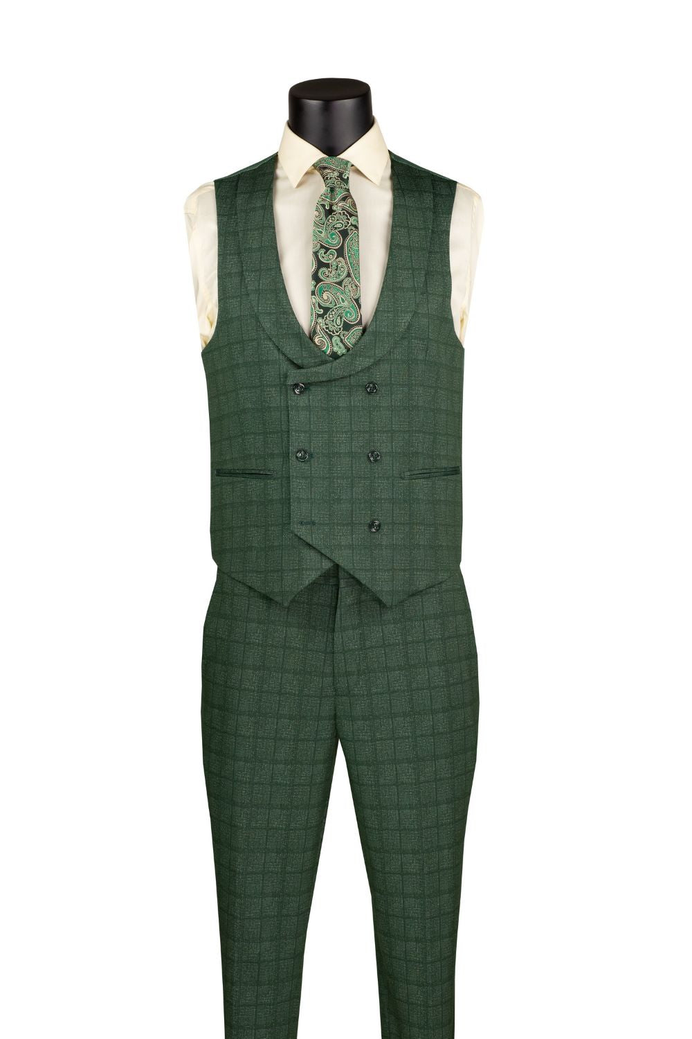 Slim Fit 3 Piece Stretch Fabric Suit in Green