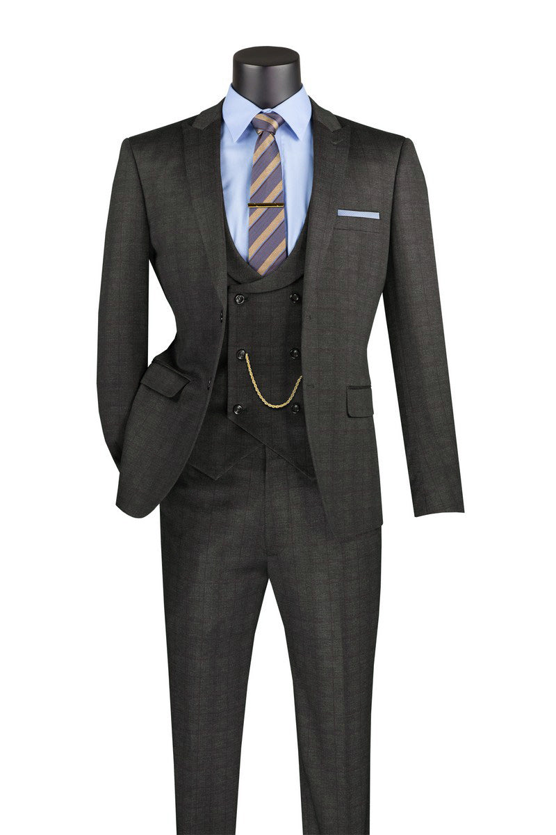 Slim Fit 3 Piece Stretch Fabric Suit in Black with Armholes