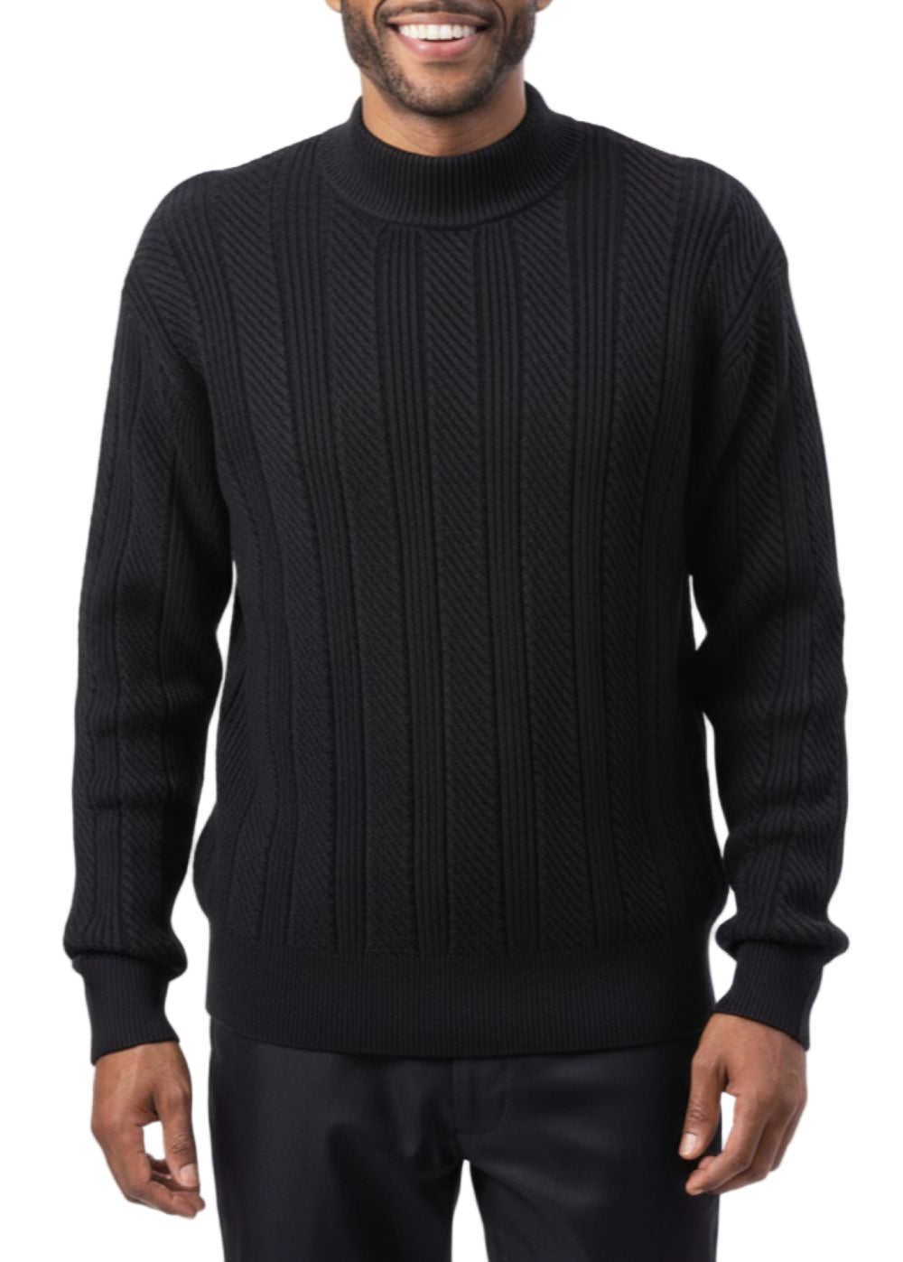 Men's Black Knit Crew Neck Sweater

