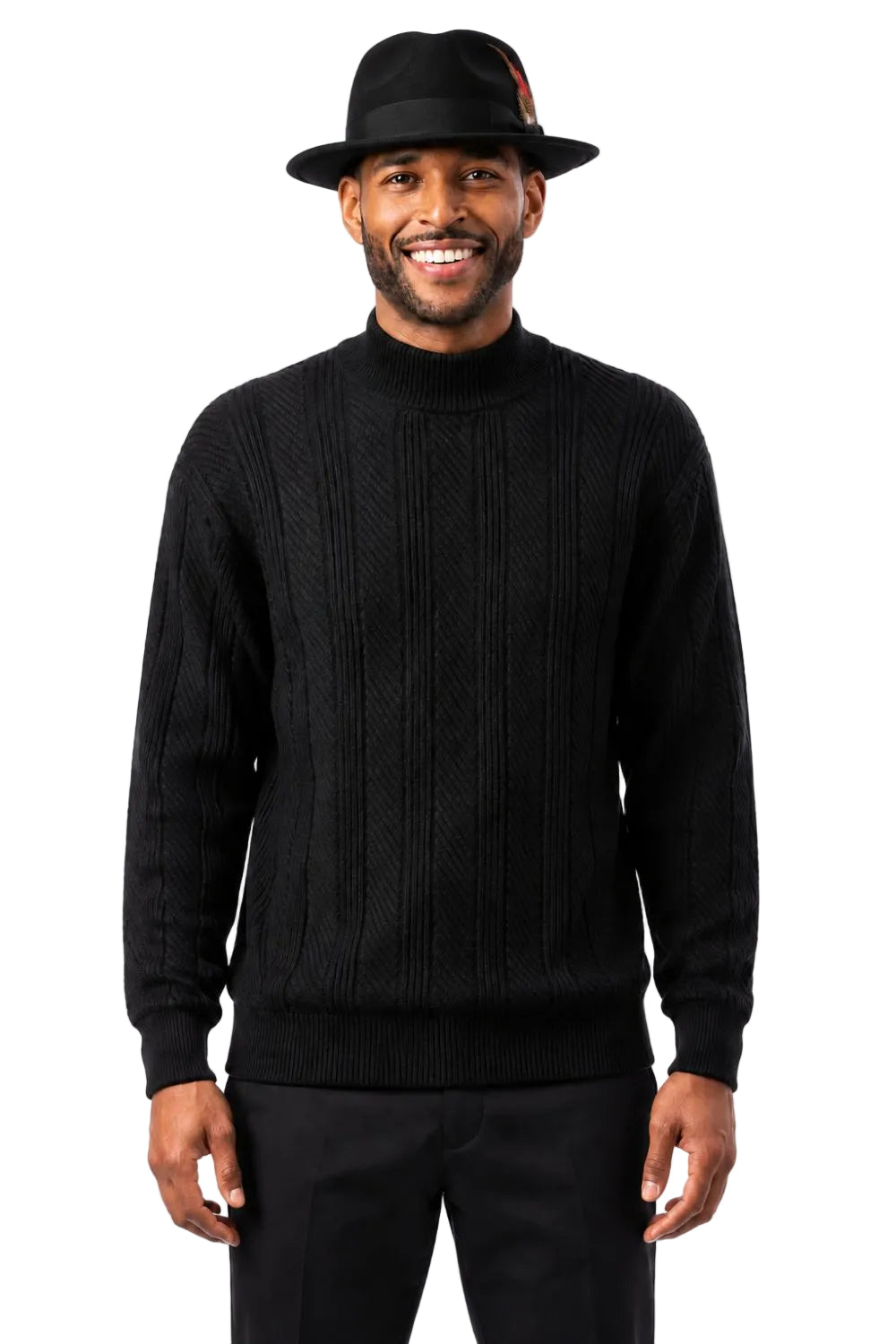 Men's Knit Crew Neck Sweater - Black