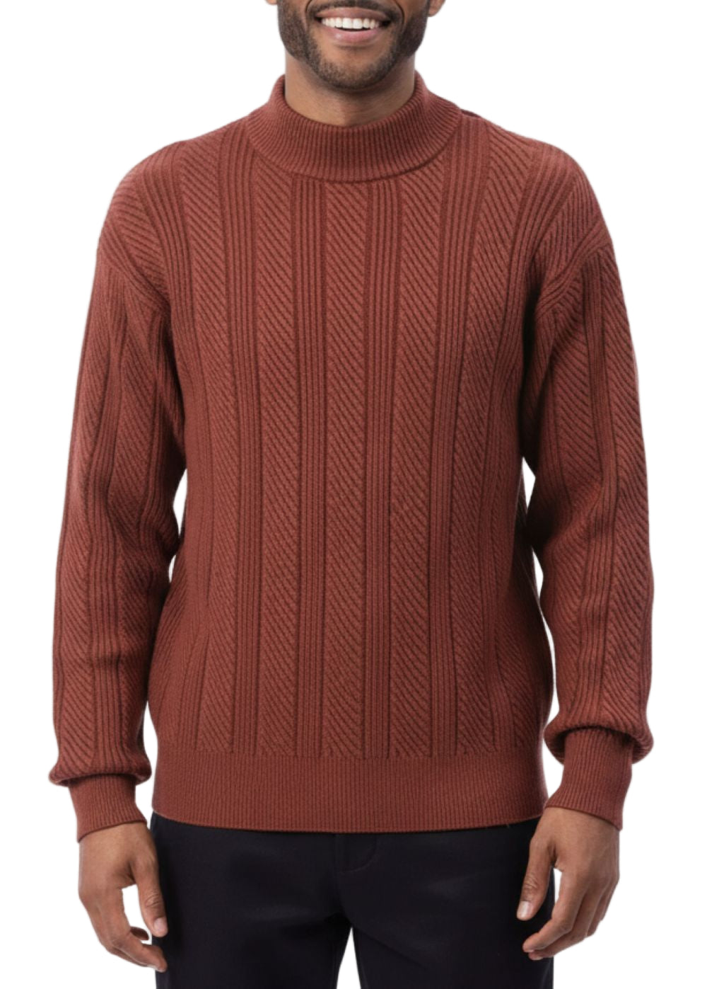 Men's Cognac Knit Crew Neck Sweater