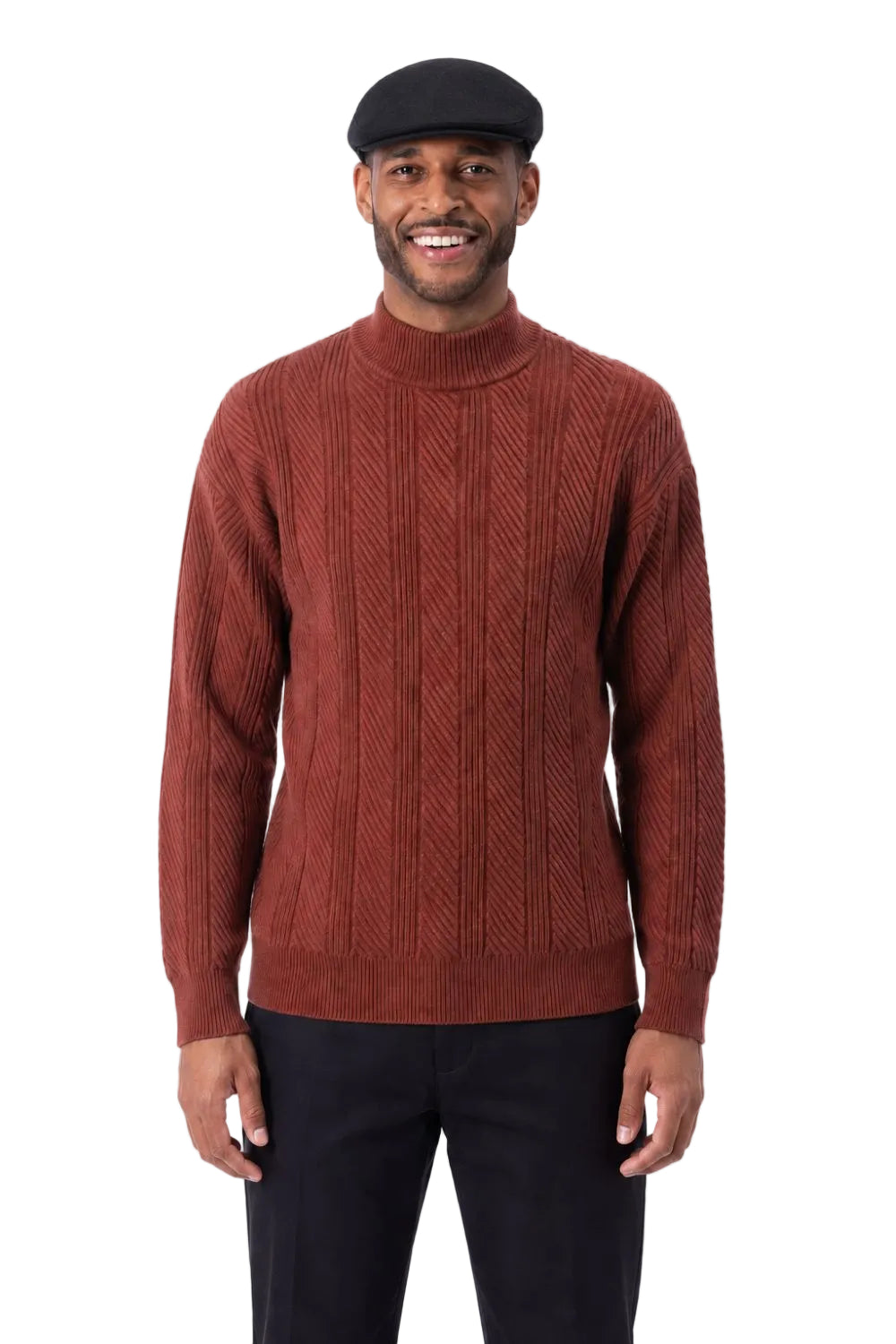 Men's Knit Crew Neck Sweater - Cognac