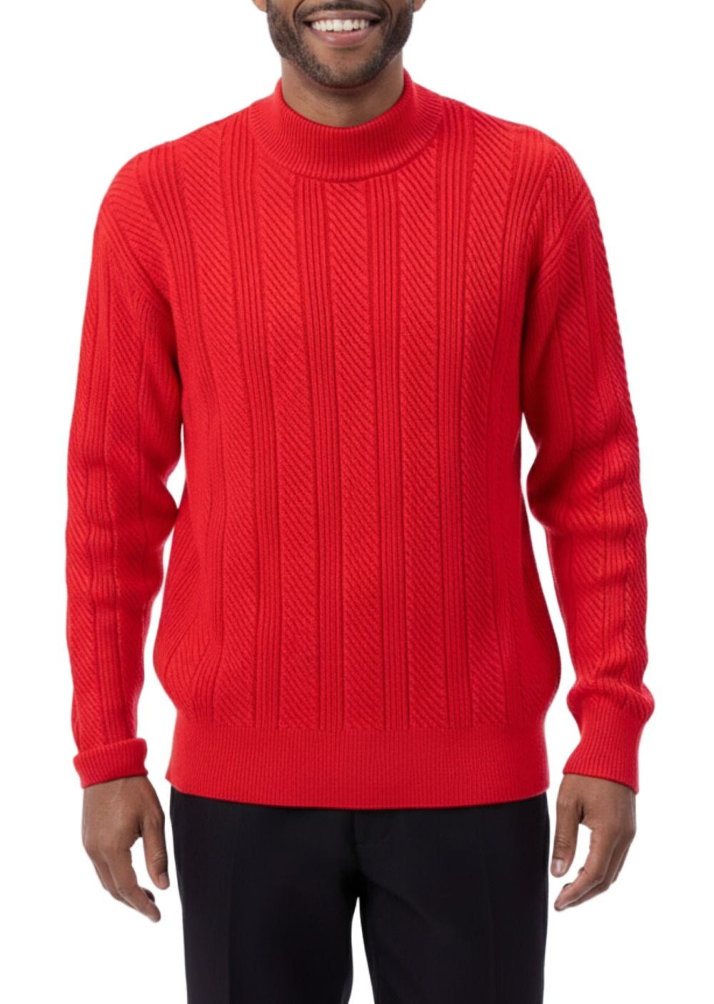 Men's Red Knit Crew Neck Sweater
