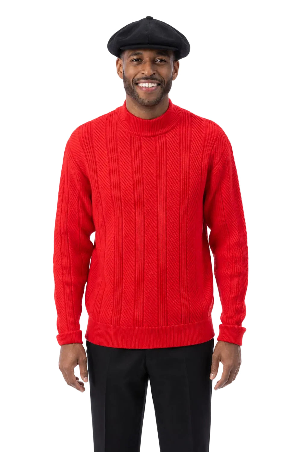 Men's Knit Crew Neck Sweater - Red