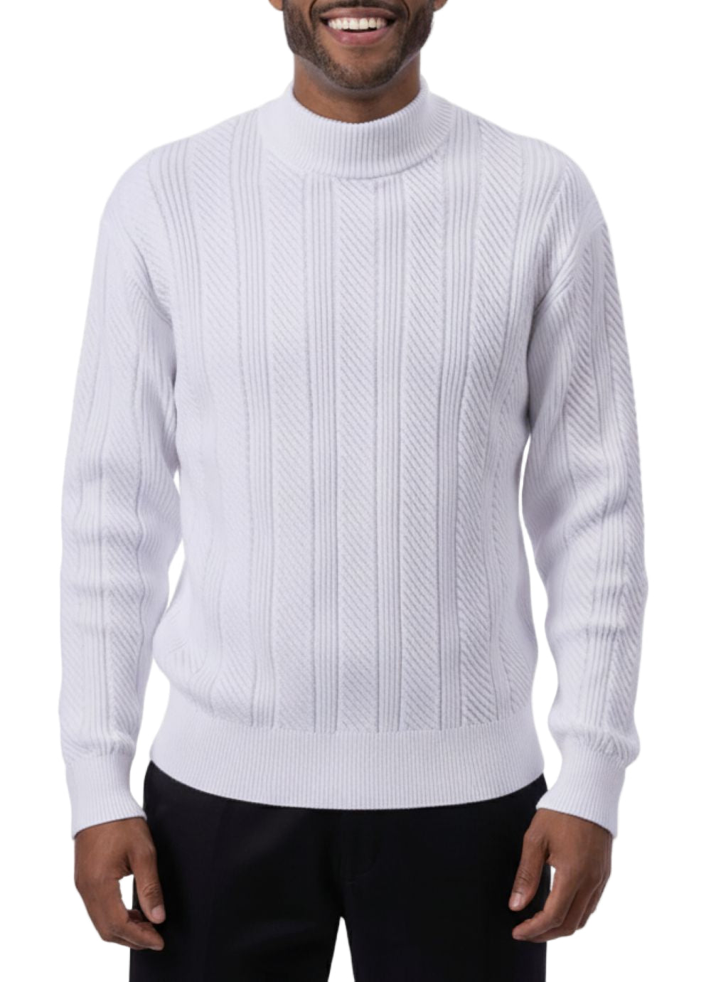 Men's White Knit Crew Neck Sweater