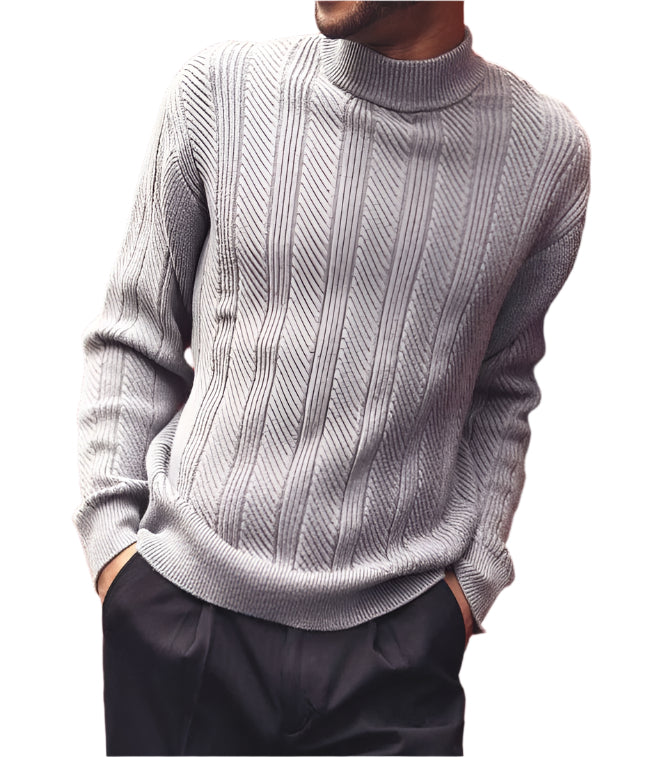 Men's Gray Knit Crew Neck Sweater
