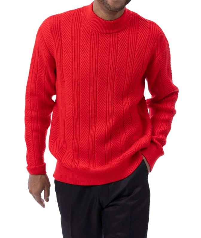 Men's Red Knit Crew Neck Sweater
