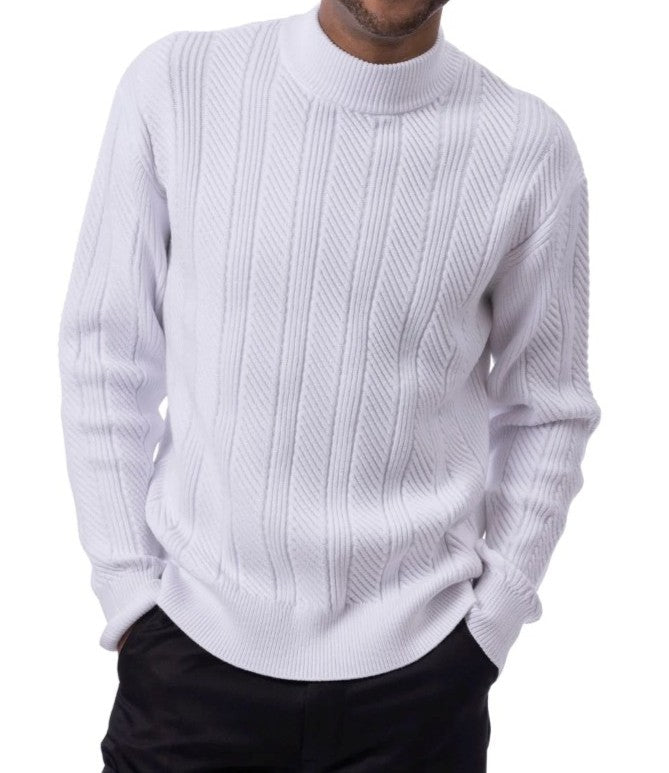 Men's White Knit Crew Neck Sweater
