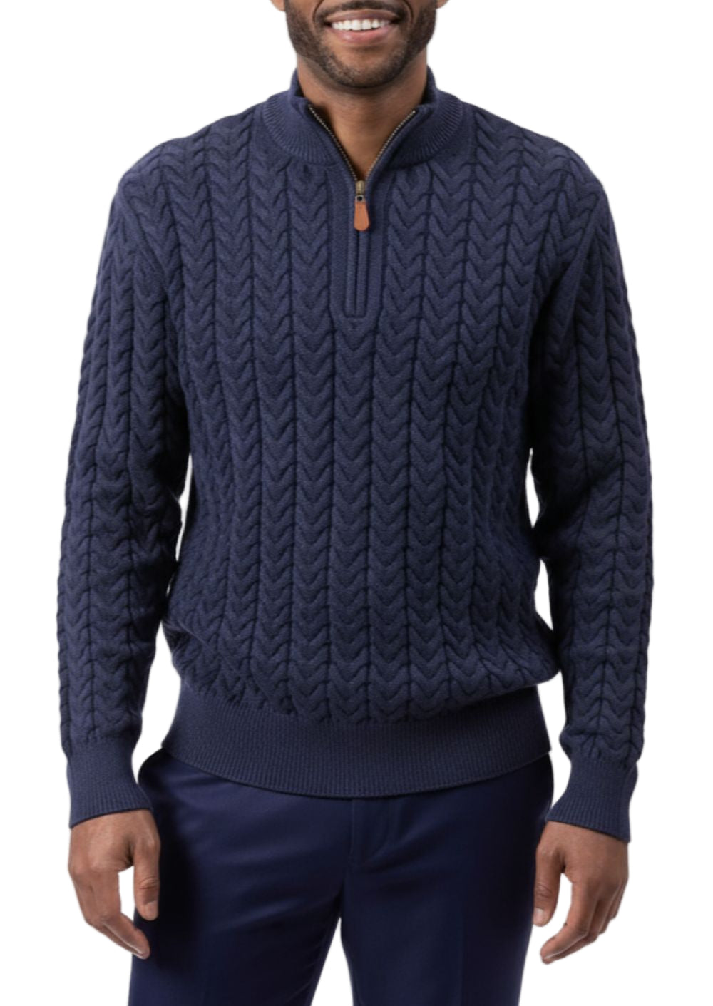 Men's Navy Quarter Zip Knit Sweater