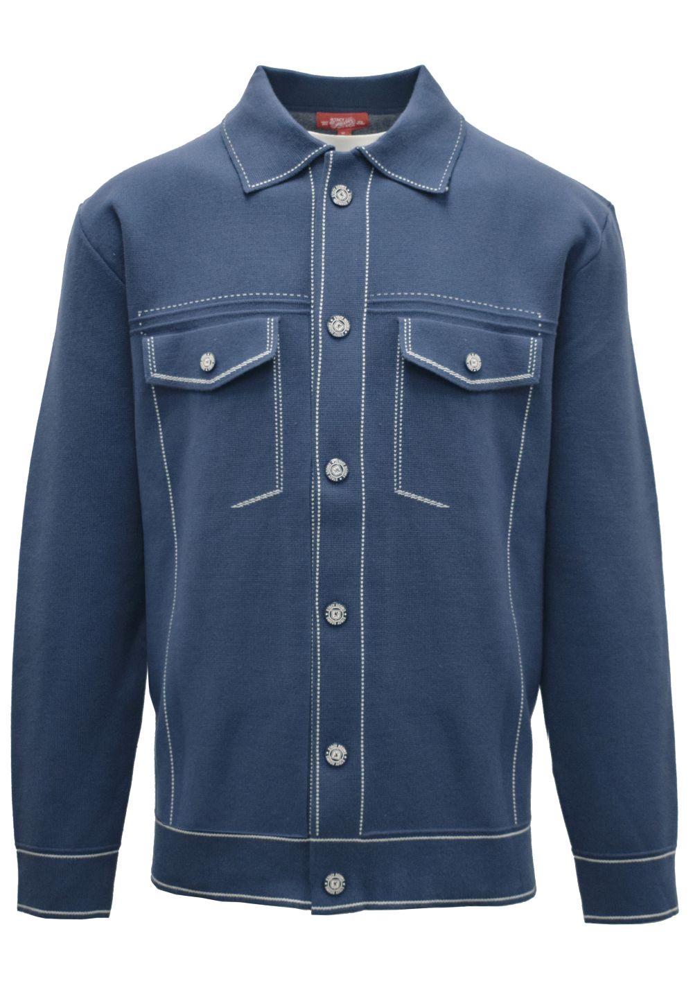 Stacy Adams premium indigo knit buttoned jacket. Sophisticated style for the discerning modern man.