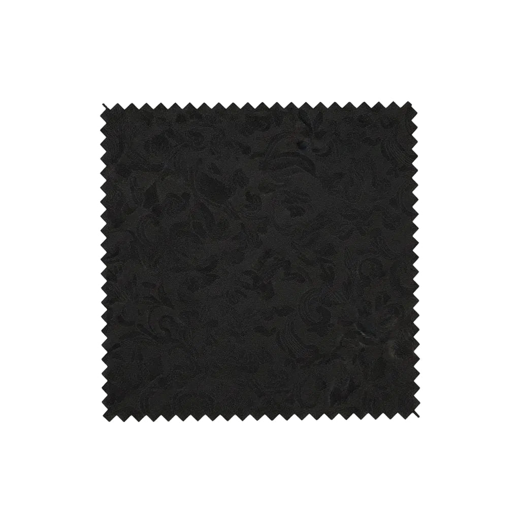 Black textured fabric swatch on a white background