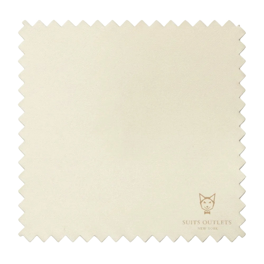 Solid ivory Santorini Collection Regular Fit Tuxedo jacket, vest, bow tie, and adjustable waistband trousers.